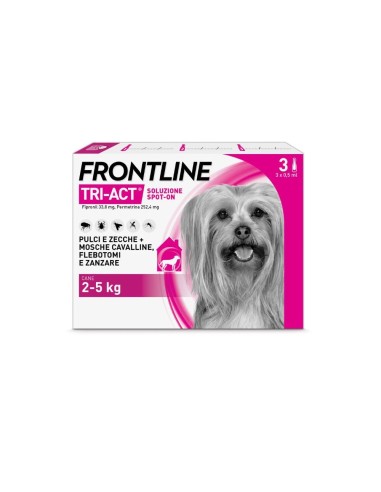 Frontline Tri Act X3 Pipette, Antiparassitario Per Cani E Cuccioli (Taglia Xs 2 5 Kg) Contro Pulci, Zecche, Zanzare, Pappataci E