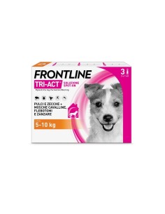 Frontline Tri Act X3 Pipette, Antiparassitario Per Cani E Cuccioli (Taglia S 5 10 Kg) Contro Pulci, Zecche, Zanzare, Pappataci E