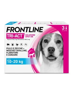 Frontline Tri Act X3 Pipette, Antiparassitario Per Cani E Cuccioli (Taglia M 10 20 Kg) Contro Pulci, Zecche, Zanzare, Pappataci 