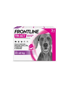 Frontline Tri Act X3 Pipette, Antiparassitario Per Cani E Cuccioli (Taglia L 20 40 Kg) Contro Pulci, Zecche, Zanzare, Pappataci 