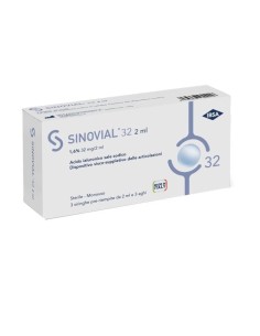 Siringa Intra Articolare Sinovial 32 Acido Ialuronico Sale Sodico 1,6% 32 Mg/2 Ml 3 Siringhe X 2 Ml + 3 Aghi