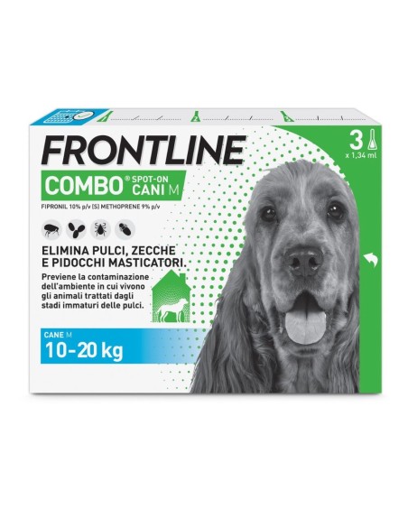 Frontline Combo Cani X3 Pipette, Antiparassitario Per Cani Medi E Cuccioli (10 20 Kg) Contro Pulci, Zecche, Uova, Larve E Pidocc