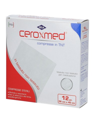 GARZA COMPRESSA IN TESSUTO NON TESSUTO CEROXMED 36X40 CM 12 PEZZI