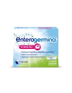 Enterogermina Viaggi, Regolarità Intestinale, Probiotici, Vitamina A, B12, B6, B9 E Vitamina D, 12 Bustine