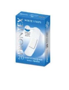 CEROTTO PRONTEX WHITE STRIPS IN TESSUTO NON TESSUTO BIANCO STERILE SCATOLA 20 CEROTTI MEDI