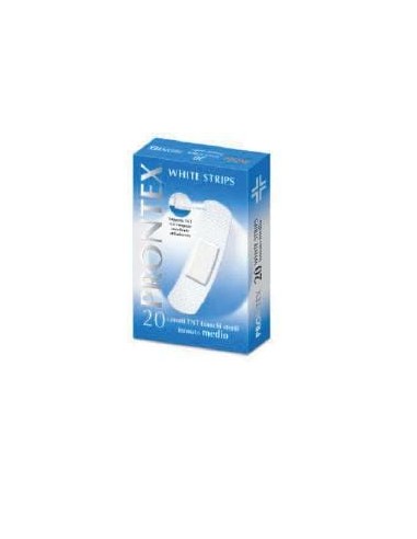 CEROTTO PRONTEX WHITE STRIPS IN TESSUTO NON TESSUTO BIANCO STERILE SCATOLA 20 CEROTTI MEDI
