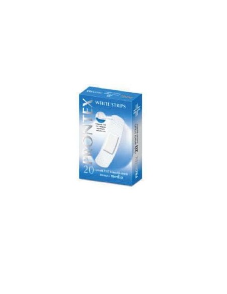 CEROTTO PRONTEX WHITE STRIPS IN TESSUTO NON TESSUTO BIANCO STERILE SCATOLA 20 CEROTTI MEDI