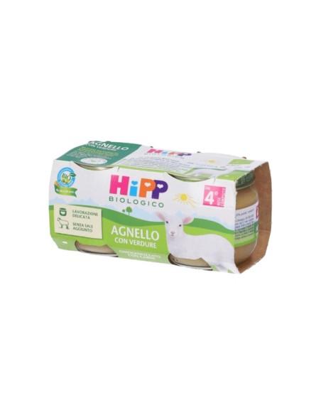 Hipp Bio Omogeneizzato Agnello Con Verdure 2 Pezzi Da 80 G
