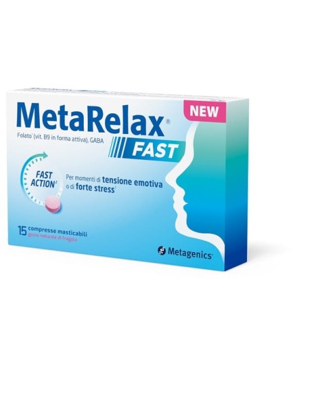 Metarelax Fast 15 Compresse Masticabili Gusto Naturale Di Fragola Senza Glutine Senza Lattosio Con Edulcoranti