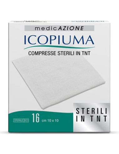 ICOPIUMA GARZA COMPRESSA IN TESSUTO NON TESSUTO ADESIVA 10X10 CM 16 PEZZI
