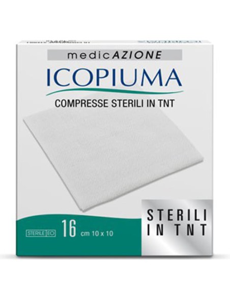 ICOPIUMA GARZA COMPRESSA IN TESSUTO NON TESSUTO ADESIVA 10X10 CM 16 PEZZI