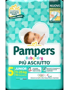 Pannolino Baby Dry Downcount Junior Pampers 16 Pezzi