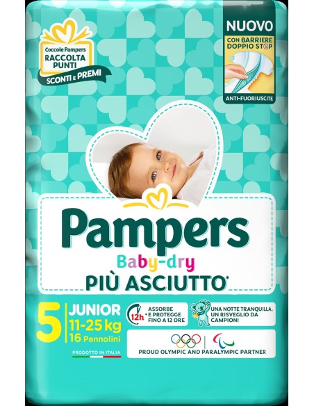Pannolino Baby Dry Downcount Junior Pampers 16 Pezzi