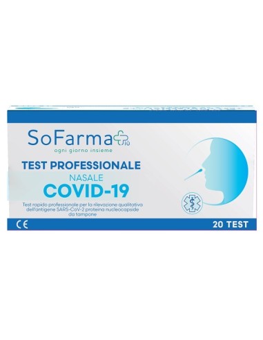 TEST ANTIGENICO RAPIDO COVID-19 NASALE RILEVAZIONE QUALITATIVA ANTIGENI SARS-COV-2 IN TAMPONI NASALI 20 PEZZI USO PROFESSIONALE 