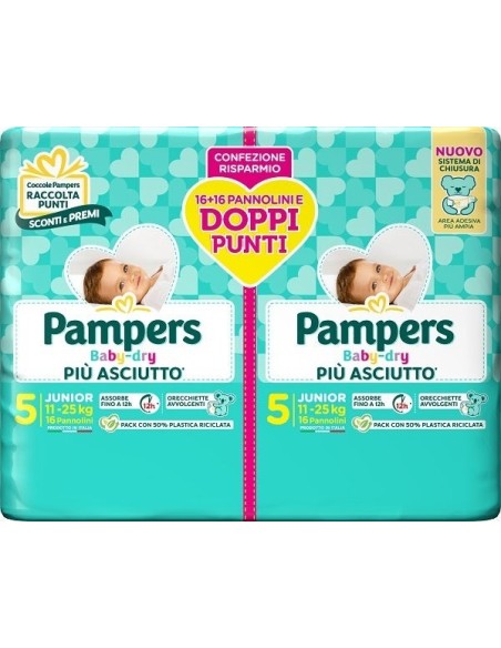 Pampers Baby Dry Pannolini Taglia Junior 32 Pezzi