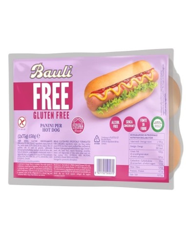 Bauli Free Panini per Hot Dog Senza Glutine 2 Pezzi da 75 g