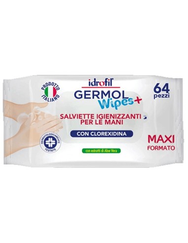 Idrofil Germolwipes Salviettine Igienizzanti Mani Ipoallergeniche 64 Pezzi