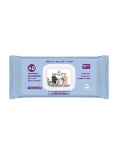 Idrofil Wipets Salviettine Detergenti per Animali con Clorexidina 40 Pezzi