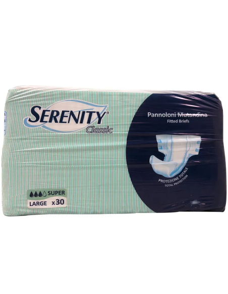 PANNOLONE PER INCONTINENZA A MUTANDINA SERENITY CLASSIC FORMATO SUPER TAGLIA LARGE 30 PEZZI