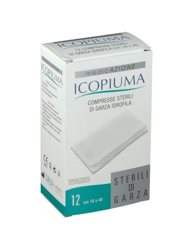 Icopiuma Garze Compresse Idrofile Sterili in Cotone 18 x 40 cm 12 Pezzi