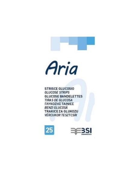 Aria Strisce Reattive per Misurazione Glicemia 25 Pezzi