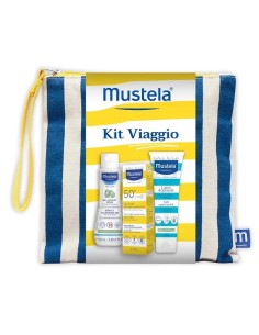 Mustela Kit Viaggio Detergente Delicato 100 ml, Latte Solare SPF 50+ 40 ml e Latte Doposole 100 ml