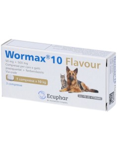 Wormax 10 Flavour 50 mg + 500 mg Cani e Gatti 3 Compresse