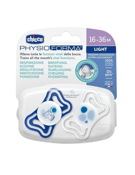 Chicco PhysioForma Light Succhietto Silicone Blu 16-36 Mesi 2 Pezzi