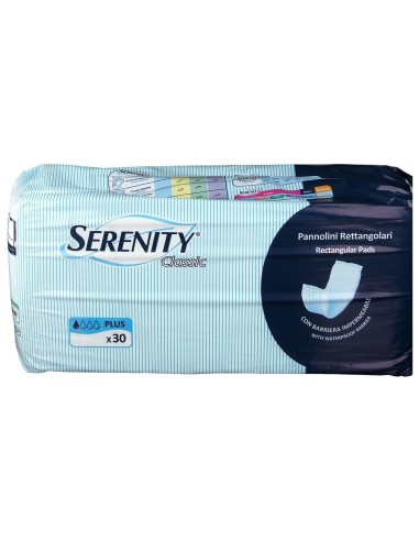 PANNOLONE PER INCONTINENZA FORMATO RETTANGOLARE CON BARRIERA SERENITY 30 PEZZI