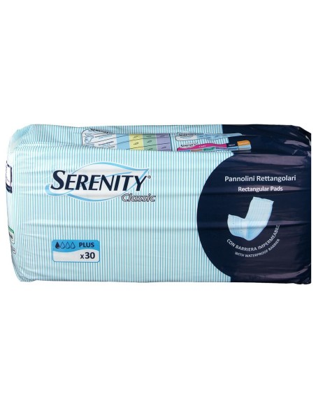 PANNOLONE PER INCONTINENZA FORMATO RETTANGOLARE CON BARRIERA SERENITY 30 PEZZI