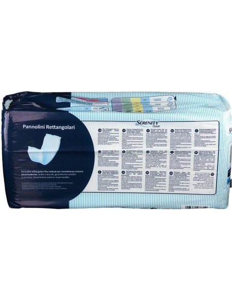 PANNOLONE PER INCONTINENZA FORMATO RETTANGOLARE CON BARRIERA SERENITY 30 PEZZI