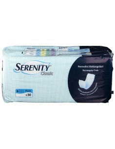 PANNOLONE PER INCONTINENZA RETTANGOLARE SENZA BARRIERA IMPERMEABILE SERENITY CLASSIC 30 PEZZI