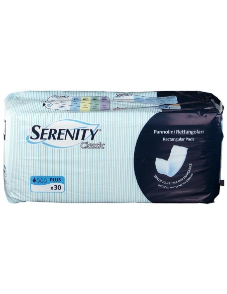 PANNOLONE PER INCONTINENZA RETTANGOLARE SENZA BARRIERA IMPERMEABILE SERENITY CLASSIC 30 PEZZI