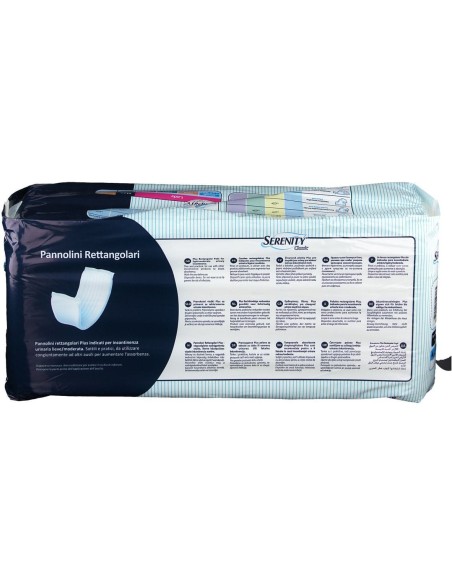 PANNOLONE PER INCONTINENZA RETTANGOLARE SENZA BARRIERA IMPERMEABILE SERENITY CLASSIC 30 PEZZI