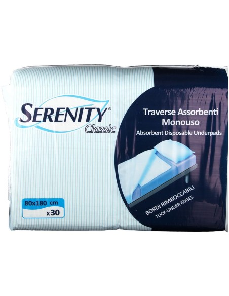 TRAVERSA SALVAMATERASSO PER INCONTINENZA SERENITY CLASSIC RIMBOCCABILE MISURA 80X180CM 30 PEZZI