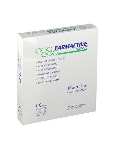 MEDICAZIONE IN ALGINATO CALCICO STERILE FARMACTIVE DIMENSIONI 10X10CM 10 PEZZI