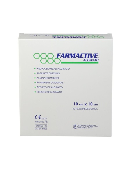 MEDICAZIONE IN ALGINATO CALCICO STERILE FARMACTIVE DIMENSIONI 10X10CM 10 PEZZI