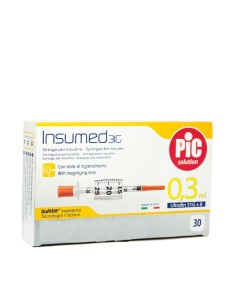 SIRINGA PER INSULINA PIC INSUMED 0,3 ML 100 UI SPAZIO ZERO AGO 31 GAUGE 8 MM 3 SACCHETTI DA 10 PEZZI