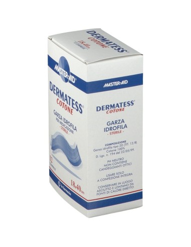 GARZA COMPRESSA MASTER-AID DERMATESS COTONE 18X40CM 12 PEZZI