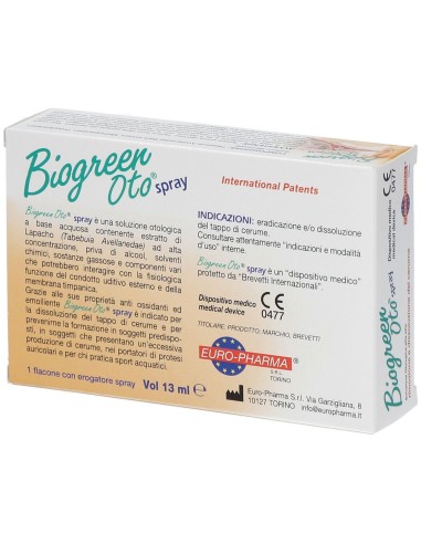 SOLUZIONE OTOLOGICA BIOGREEN OTO SPRAY RIMOZIONE E DISSOLUZIONE CERUME 13 ML