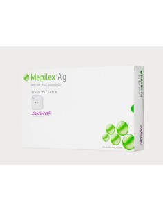 SCHIUMA DI POLIURETANO ANTIMICROBICA CON ARGENTO CON STRATO DI CONTATTO IN SILICONE MORBIDO MEPILEX AG 10X10CM 5 PEZZI