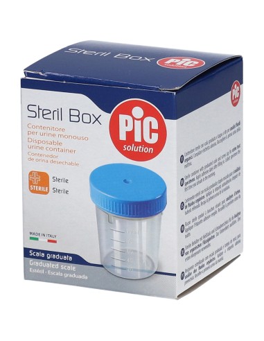 CONTENITORE PIC STERILE TRASPARENTE PER ANALISI DEI FLUIDI ORGANICI 100 ML TAPPO A VITE + ETICHETTA AUTOADESIVA