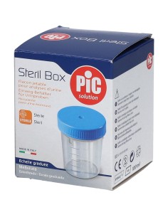 CONTENITORE PIC STERILE TRASPARENTE PER ANALISI DEI FLUIDI ORGANICI 100 ML TAPPO A VITE + ETICHETTA AUTOADESIVA 2